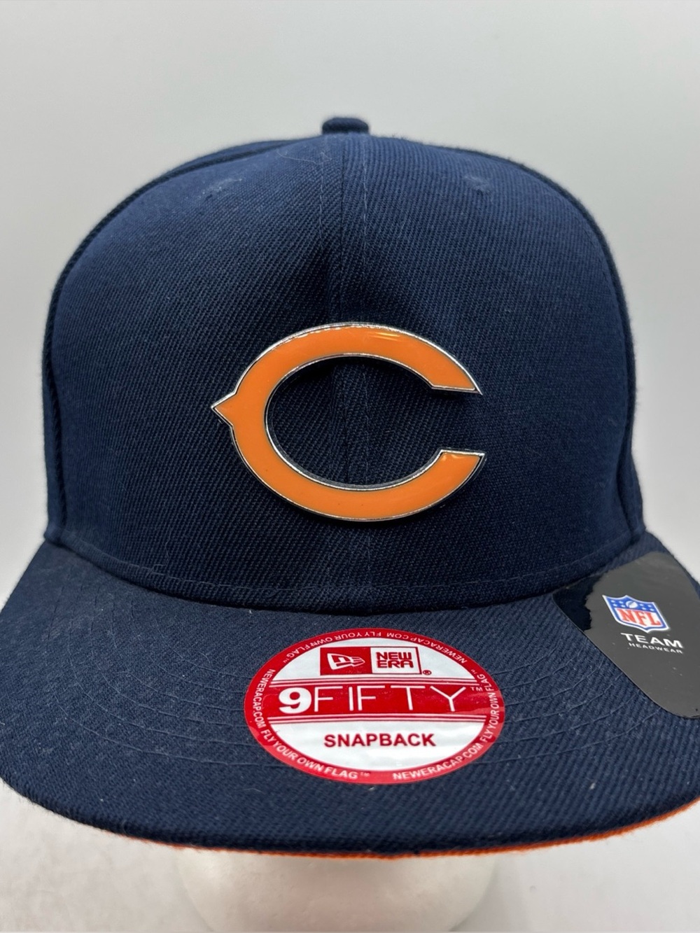 Chicago Bears New Era 9Fifty Metal Logo Edition SnapBack Hat NFL Navy/Orange NWT